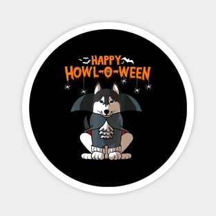 Happy Howl-o-ween Siberian Husky Vampire Dog Halloween Magnet